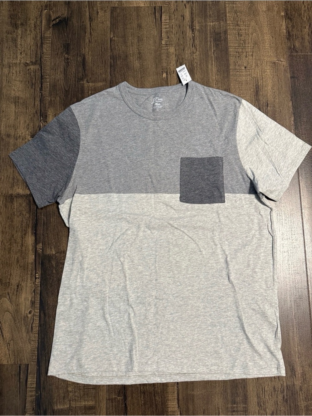 J. Crew Men’s Gray Colorblock Pocket Tee
